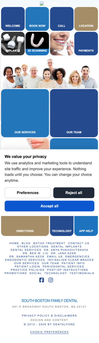 Current site on mobile